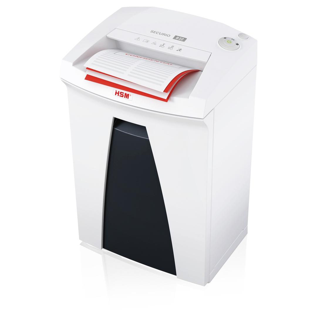 Destructeur de documents très confidentiels P5 Coupe croisée B22 Securio 1,9 x 15 mm HSM — Insertion papier