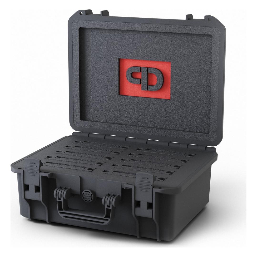 Valise de stockage IP67 pour 10 supports LTO ou HDD 3,5 pouces USC Medium PRODEVICE - Valise de stockage PRODEVICE USC Medium ouverte, mousse de séparation pour 10 supports