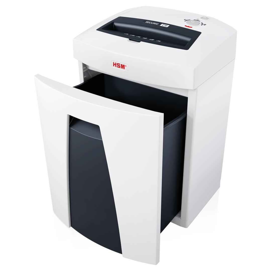 Destructeur de documents confidentiels P4 Coupe croisée C18 Securio 3,9 x 30 mm HSM — Bac collecteur ouvert