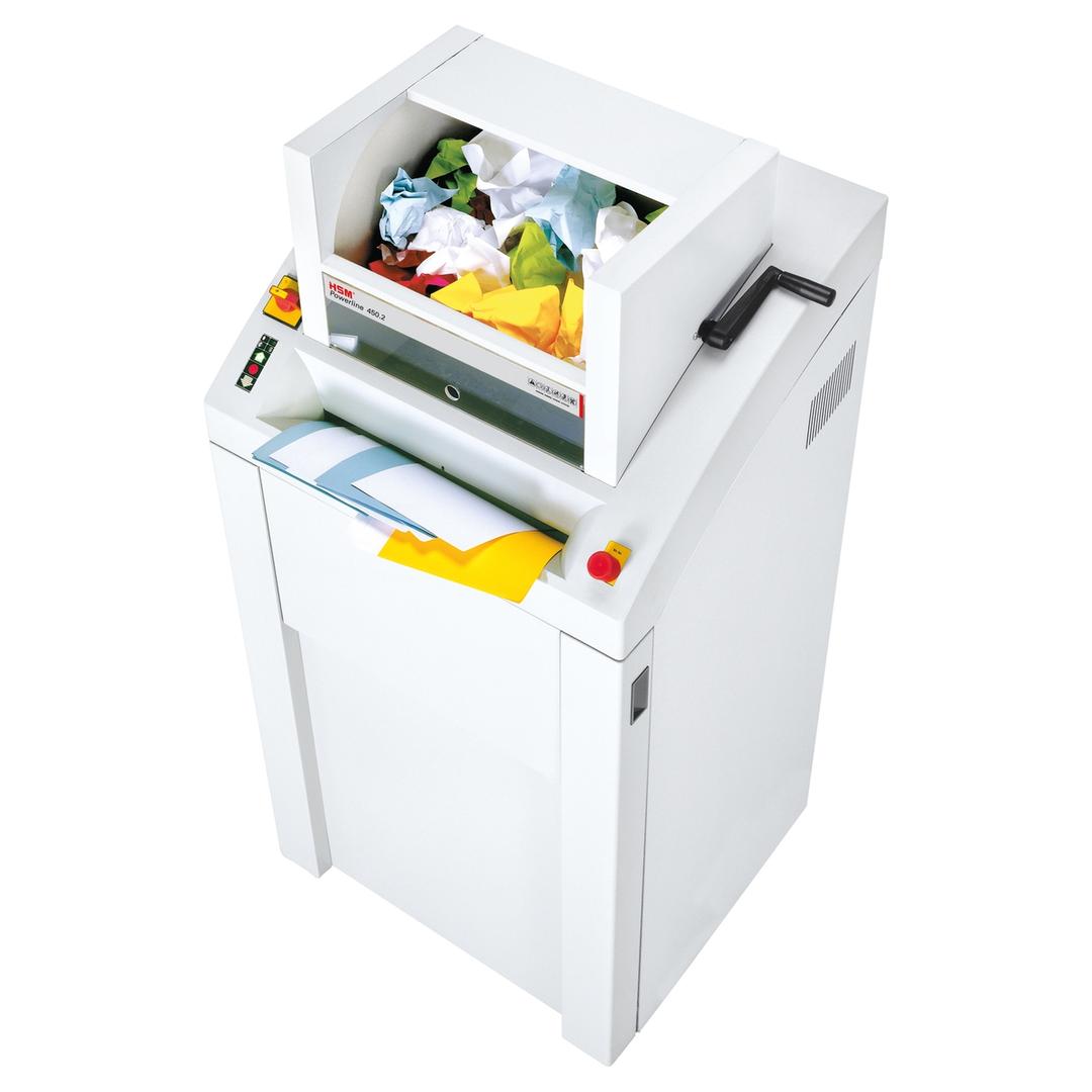 Destructeur de documents confidentiels P4 Coupe croisée Forte capacité FA 450.2 Powerline 3,9 x 40 mm HSM — En fonctionnement