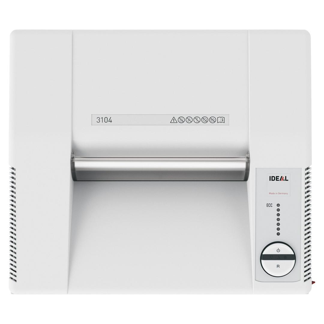 Destructeur de documents P2 Coupe droite 3104 C/F 4 mm IDEAL — Vue de dessus