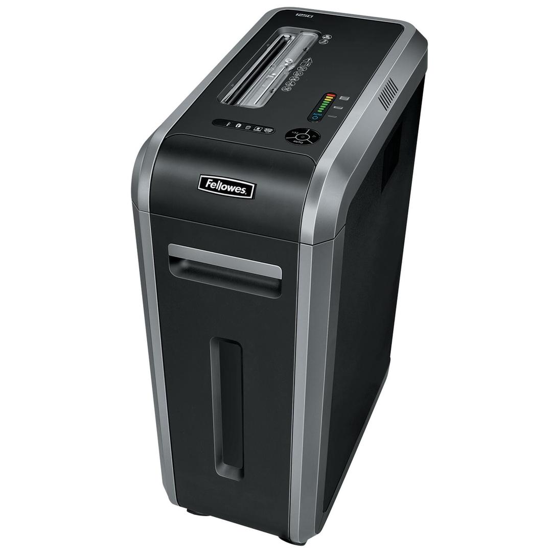 Destructeur de documents confidentiels P4 Coupe croisée Powershred 125Ci 4 x 38 mm FELLOWES - Dessus du destructeur de documents Fellowes Powershred 125Ci, avec la fente d'insertion et le panneau de commande
