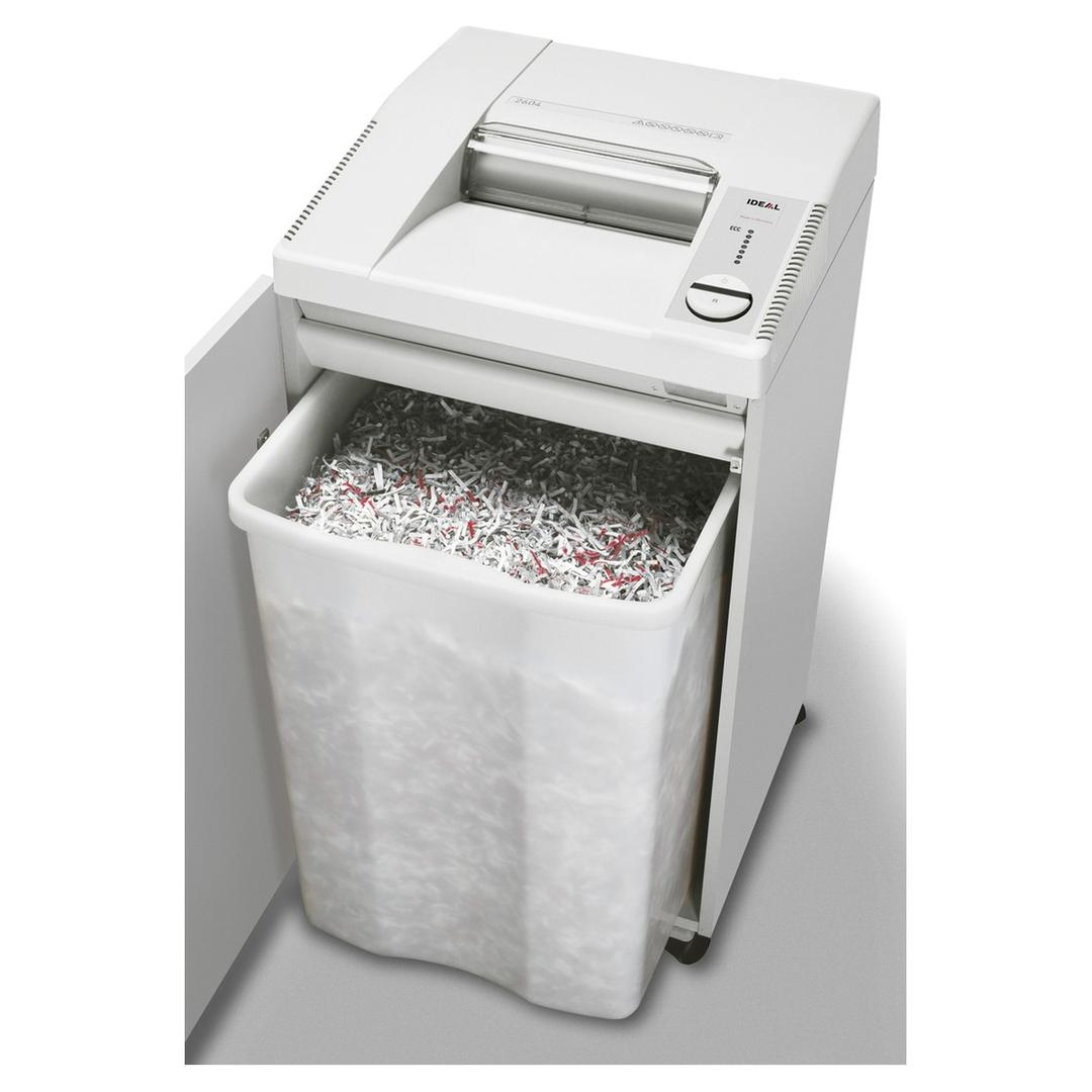 Destructeur de documents confidentiels P4 Coupe croisée 2604 C/C 4 x 40 mm IDEAL — Bac collecteur ouvert