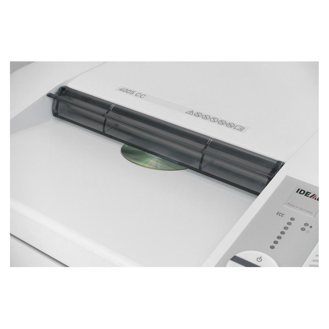 Destructeur de documents confidentiels P4 Coupe croisée 4005 C/C 4 x 40 mm équipé d'un huileur automatique IDEAL — Insertion cd