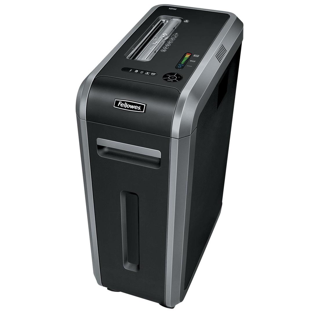 Destructeur de documents P2 Coupe droite Powershred 125i 5,8 mm FELLOWES - Dessus du destructeur de documents Fellowes Powershred 125i, avec la fente d'insertion et le panneau de commande