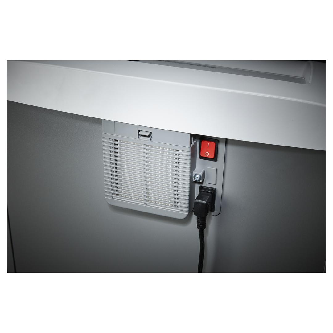 Destructeur de documents P2 Coupe droite Professional 206air 3,9 mm DAHLE — Vue de dos branché détails filtre