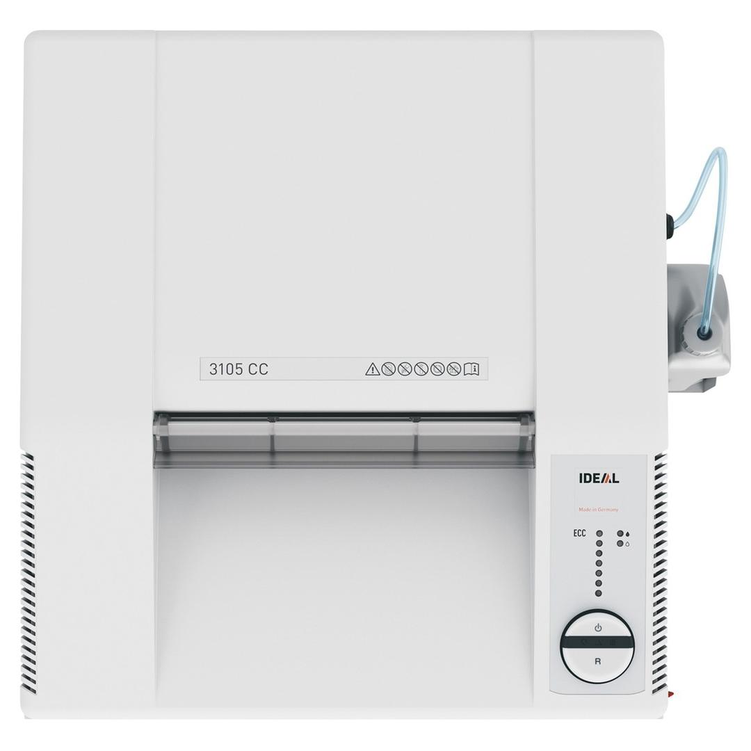 Destructeur de documents très confidentiels P5 Coupe croisée 3105 C/C 2 x 15 mm équipé d'un huileur automatique IDEAL — Vue de dessus