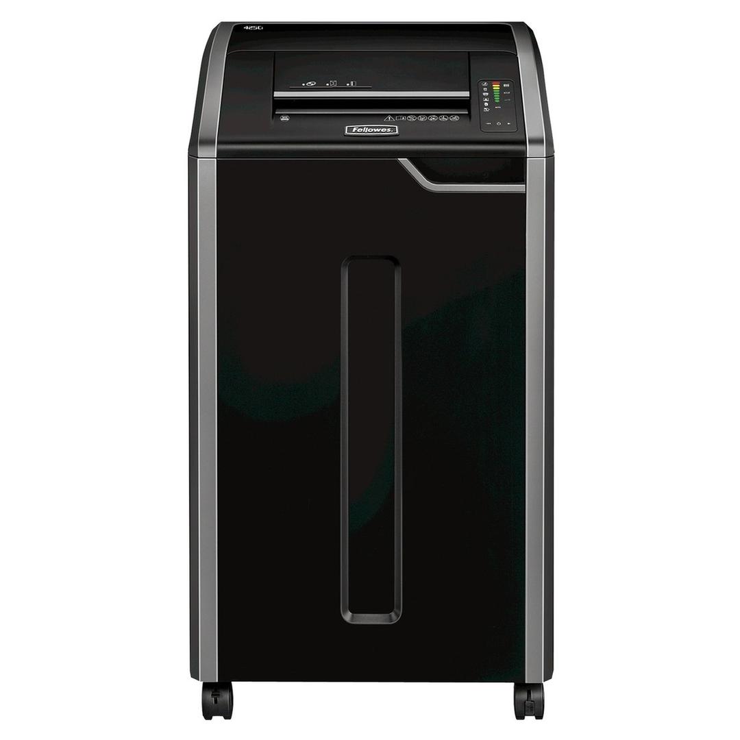 Destructeur de documents confidentiels P4 Coupe croisée Powershred 425Ci 4 x 30 mm avec huileur automatique FELLOWES — Vue de face