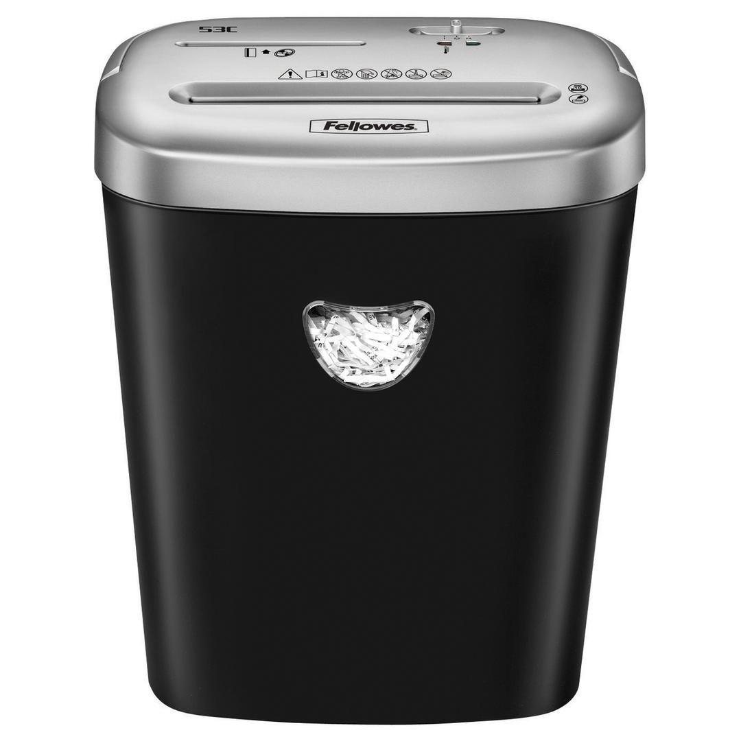 Destructeur de documents confidentiels P4 Coupe croisée Powershred 53C 4 x 35 mm FELLOWES — Vue de face