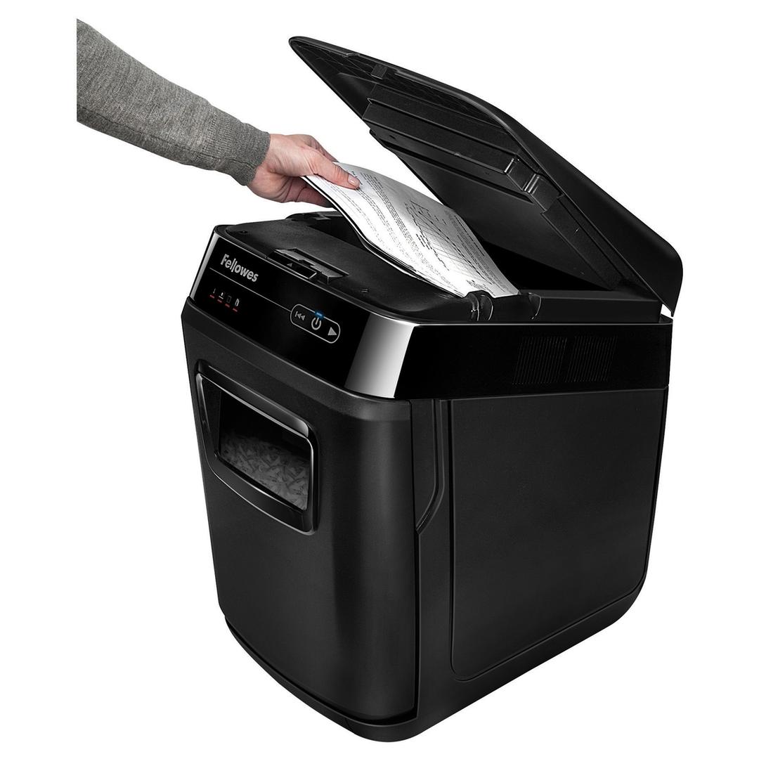 Destructeur de documents confidentiels P4 Coupe croisée Insertion papier automatique AutoMax 150C 4 x 38 mm avec insertion papier automatique FELLOWES — Insertion papier automatique