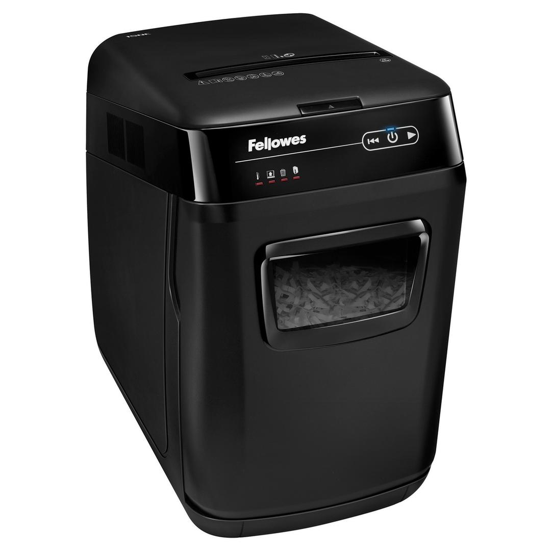 Destructeur de documents confidentiels P4 Coupe croisée Insertion papier automatique AutoMax 150C 4 x 38 mm avec insertion papier automatique FELLOWES — Vue de droite