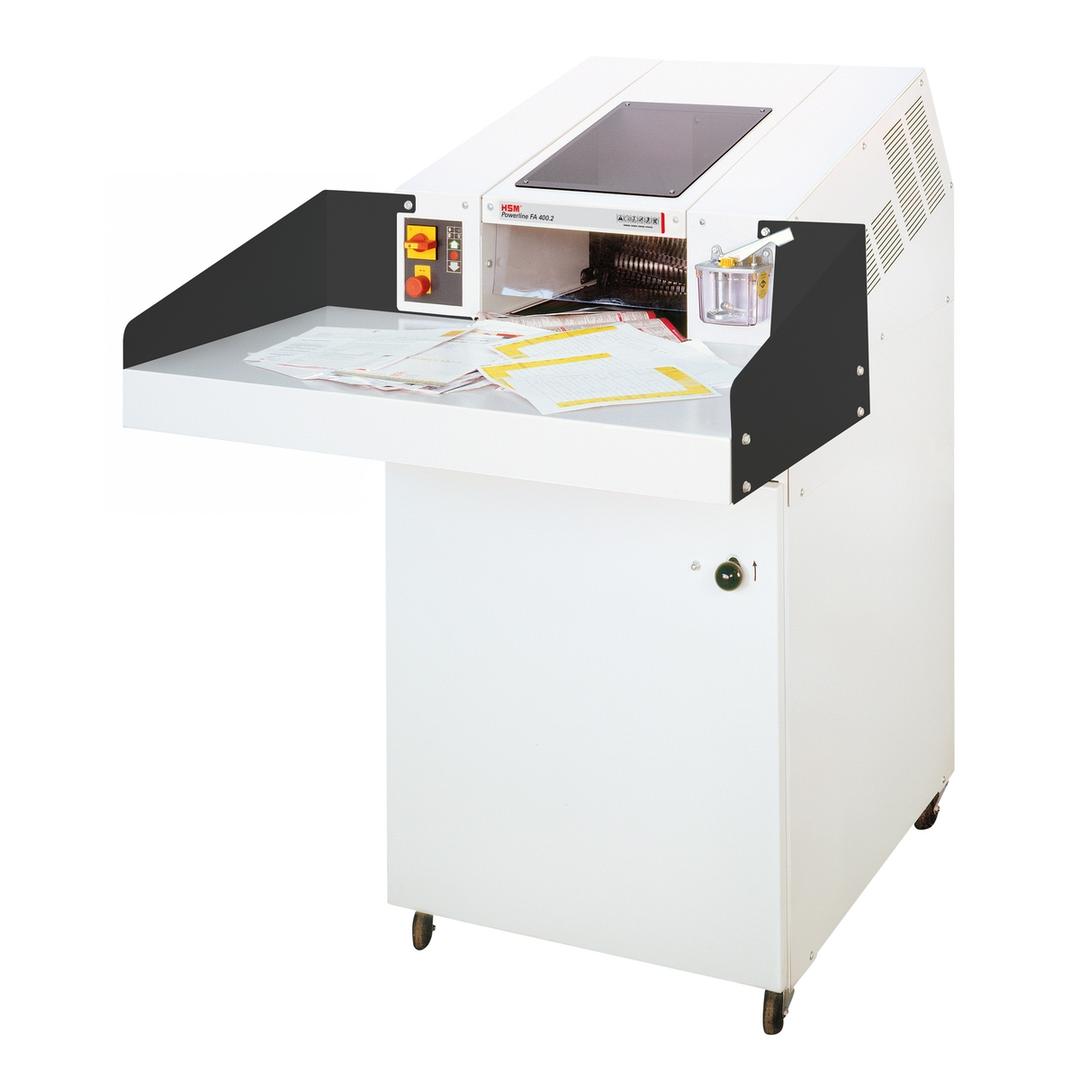 Destructeur de documents confidentiels P4 Coupe croisée Forte capacité FA 400.2 Powerline 3.9 x 40 mm HSM — En fonctionnement