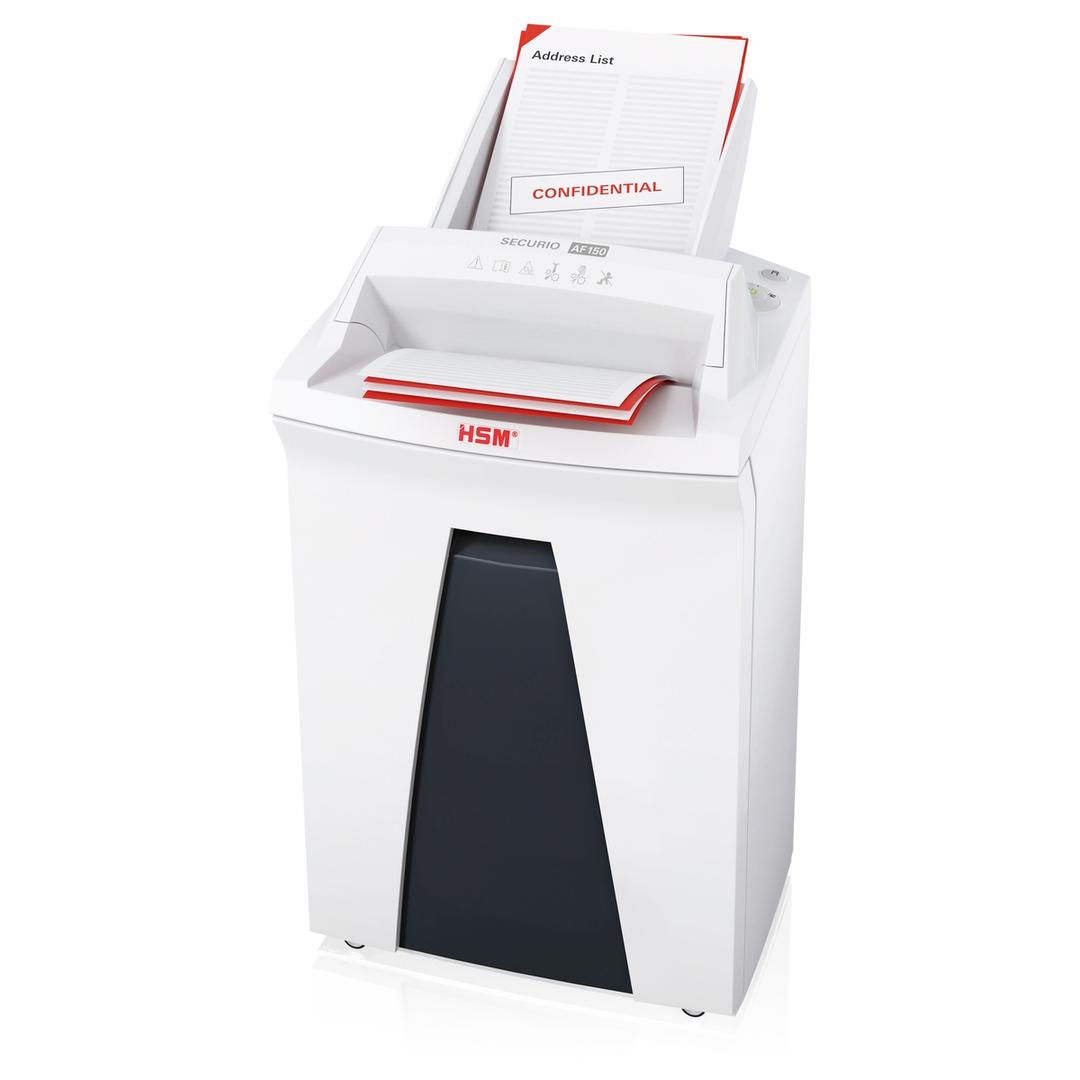 Destructeur de documents confidentiels P4 Coupe croisée Insertion papier automatique AF150 Securio AutoFeed 4,5 x 30 mm avec insertion papier automatique HSM — Insertion papier