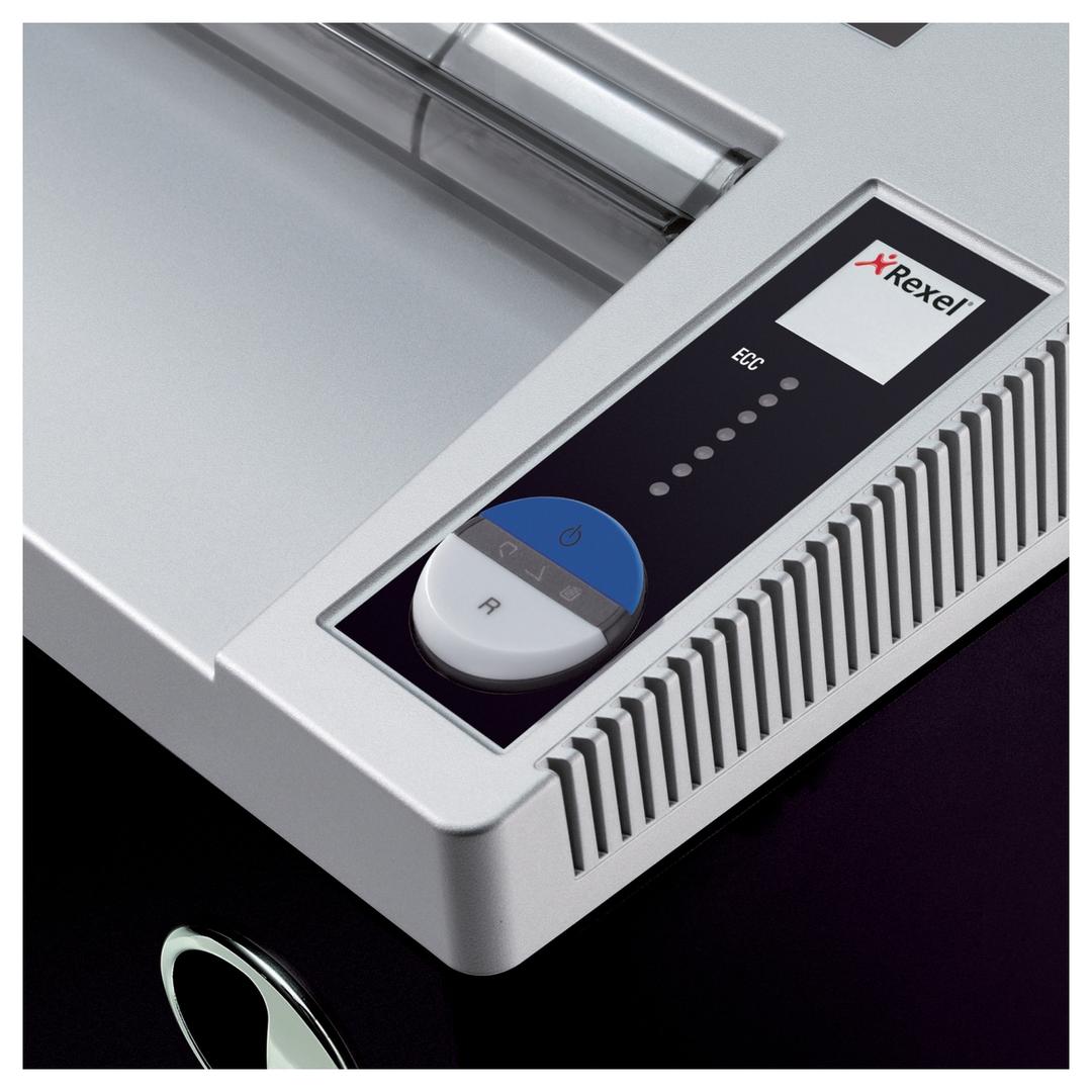 Destructeur de documents confidentiels P4 Coupe croisée RLWX39 4 x 40 mm REXEL — Détails bouton