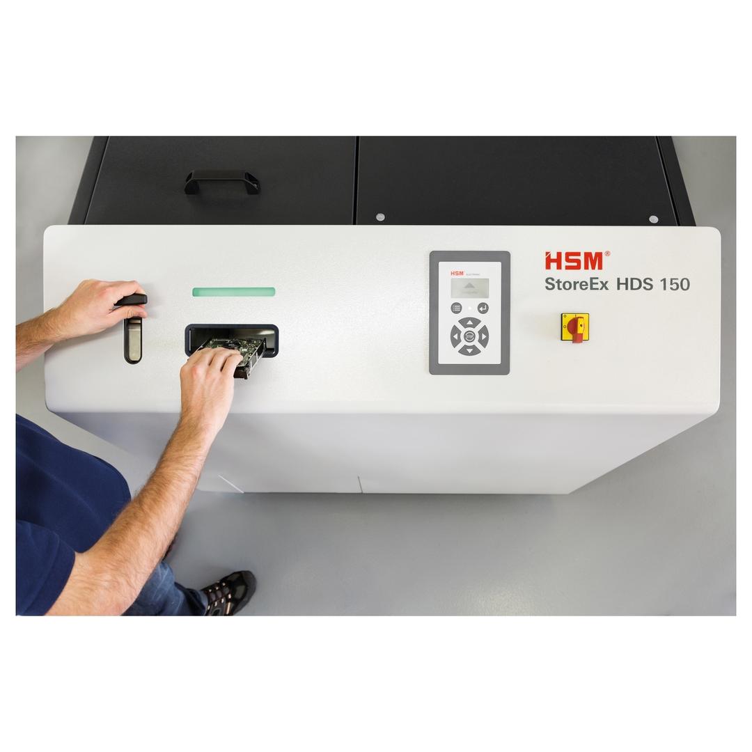 Destructeur de média HDS 150 StoreEx 40 mm HSM — Insertion disque dur vue de dessus