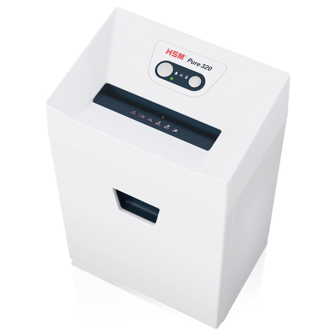 Destructeur de documents P2 Coupe droite 320 Pure 5,8 mm HSM — Vue de dessus