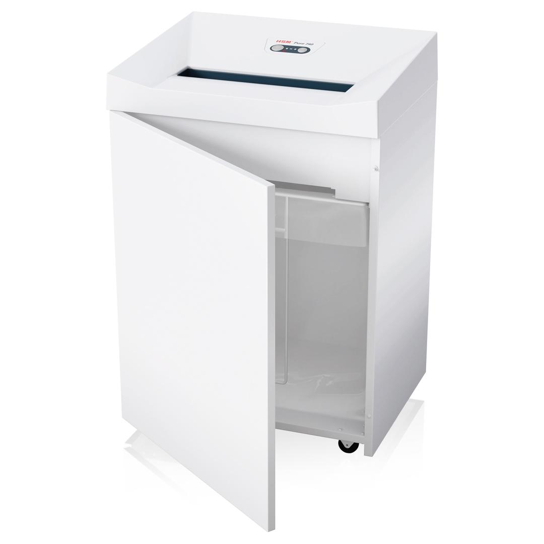 Destructeur de documents P2 Coupe droite 740 Pure 5,8 mm HSM — Bac collecteur ouvert
