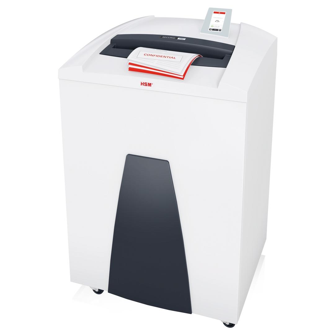 Destructeur de documents secrets P6 Coupe micro-particules Forte capacité Huileur automatique P44i Securio 0.78 x 11 mm HSM — Insertion papier