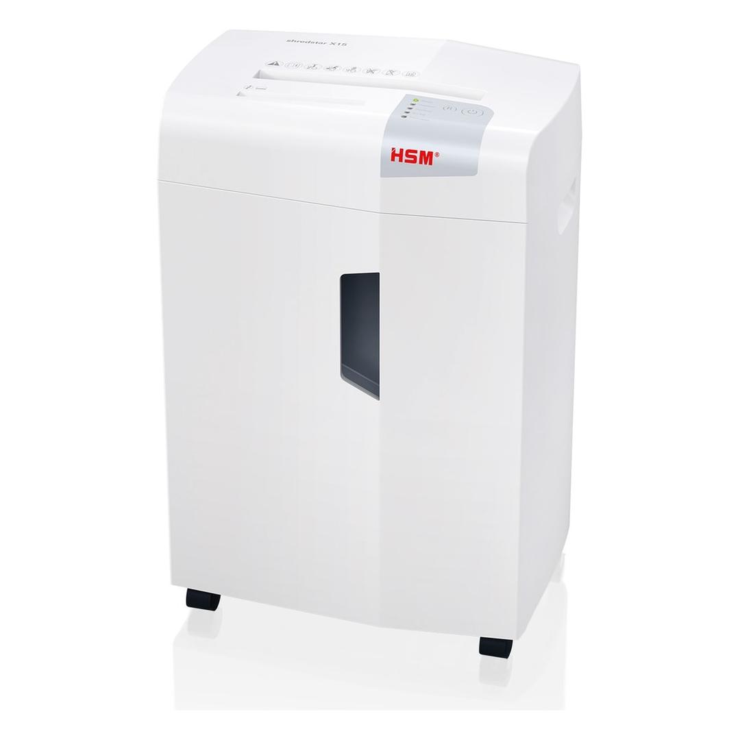 Destructeur de documents confidentiels P4 Coupe croisée X15 Shredstar 4 x 37 mm HSM - Destructeur de documents HSM shredstar X15, vu de face