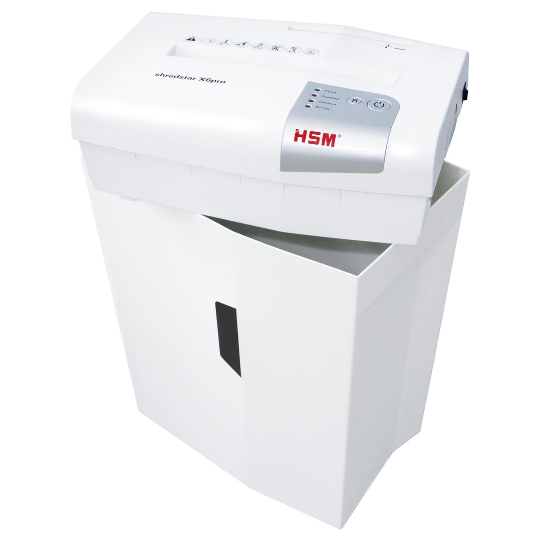 Destructeur de documents très confidentiels P5 Coupe croisée X6pro Shredstar 2 x 15 mm HSM — Bac collecteur ouvert