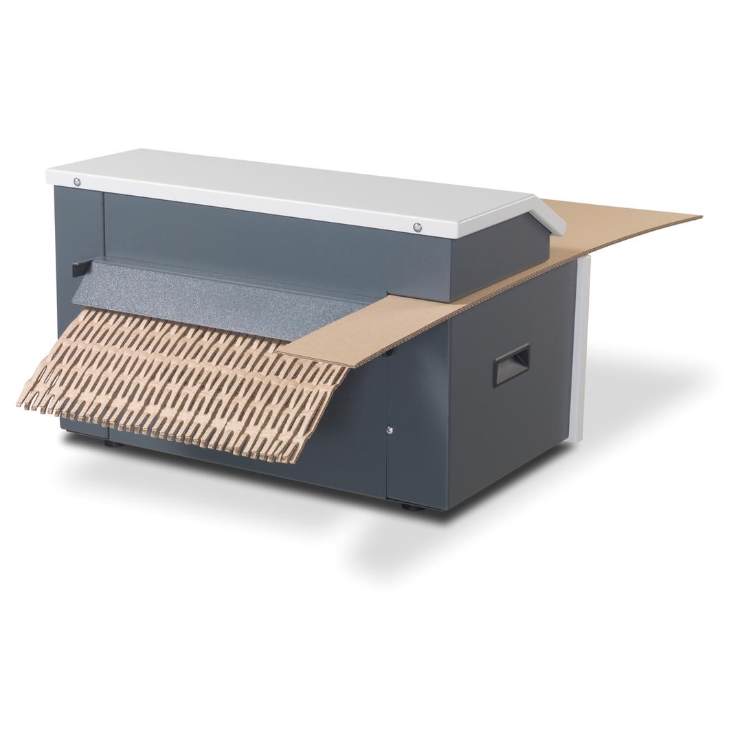 Matelasseur de cartons pour calage ProfiPack C400 HSM — Vue de derrière en fonctionnement