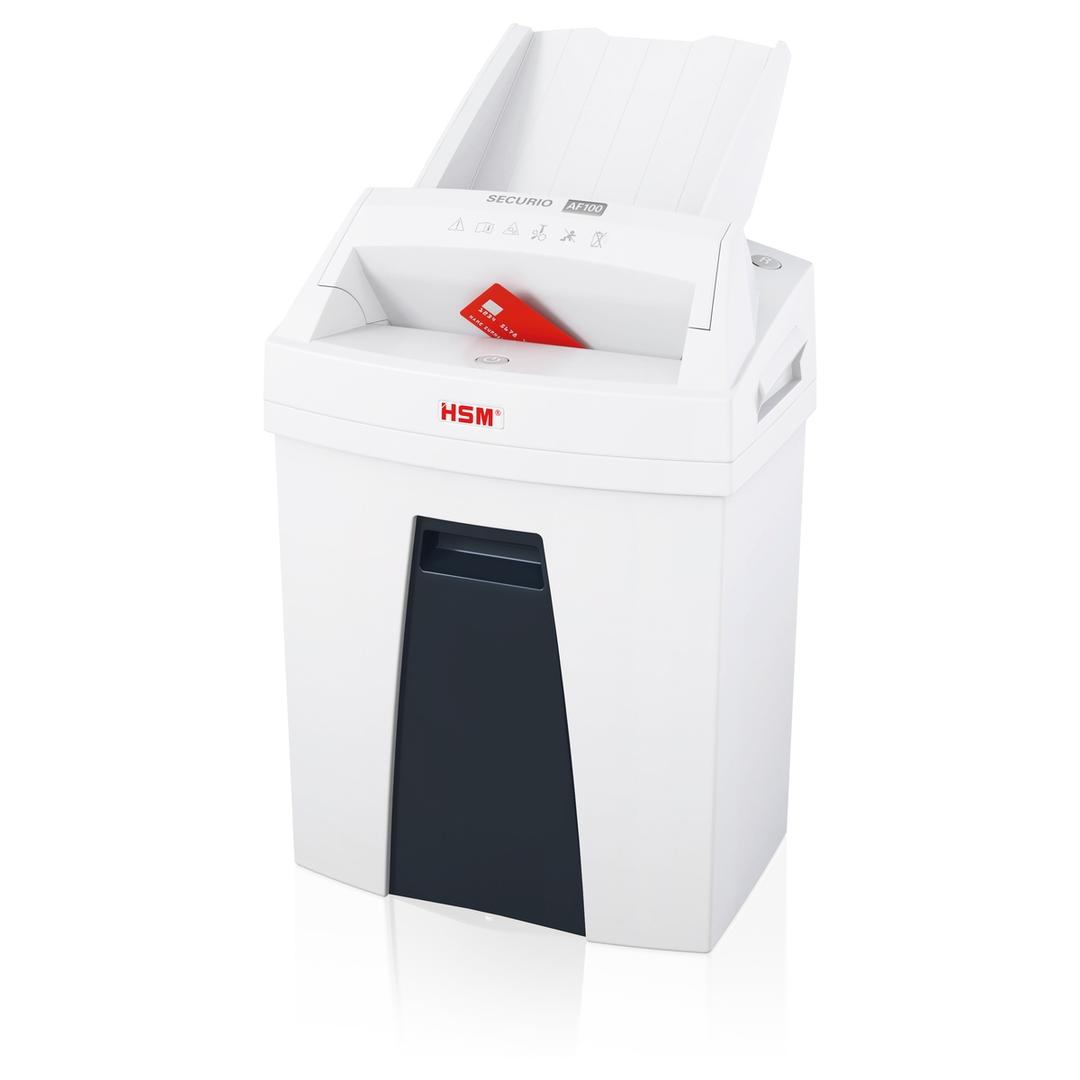 Destructeur de documents confidentiels P4 Coupe croisée Insertion papier automatique AF100 Securio AutoFeed 4 x 25 mm avec insertion papier automatique HSM — Insertion carte de crédit