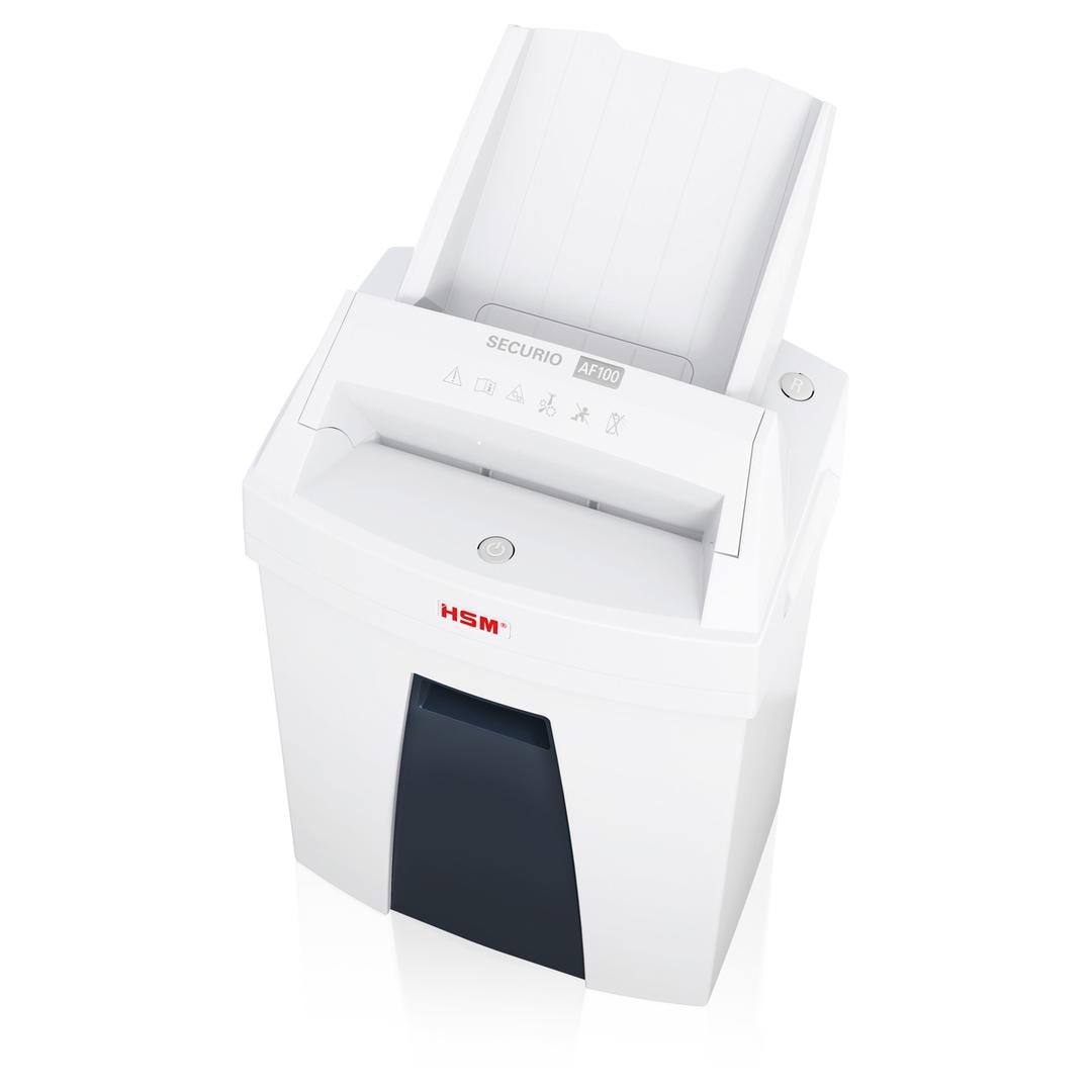 Destructeur de documents confidentiels P4 Coupe croisée Insertion papier automatique AF100 Securio AutoFeed 4 x 25 mm avec insertion papier automatique HSM — Vue de dessus