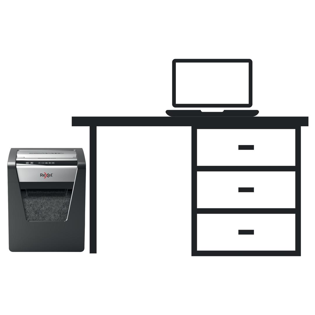 Destructeur de documents confidentiels P4 Coupe croisée Momentum X415 4 x 40 mm REXEL — Comparateur taille réelle