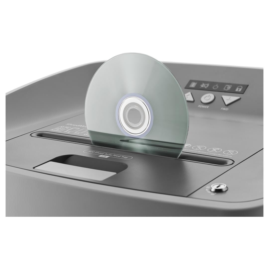 Destructeur de documents confidentiels P4 Coupe croisée Insertion papier automatique ShredMATIC 300 P-4 4 x 15 mm avec insertion papier automatique DAHLE — Insertion cd