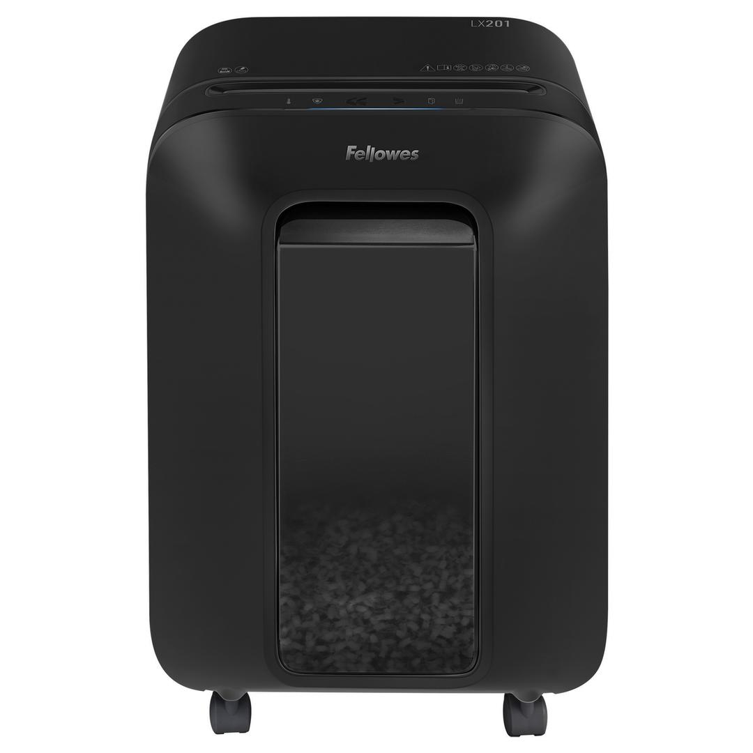 Destructeur de documents très confidentiels P5 Coupe croisée Powershred LX201 2 x 12 mm noir FELLOWES — Vue de face