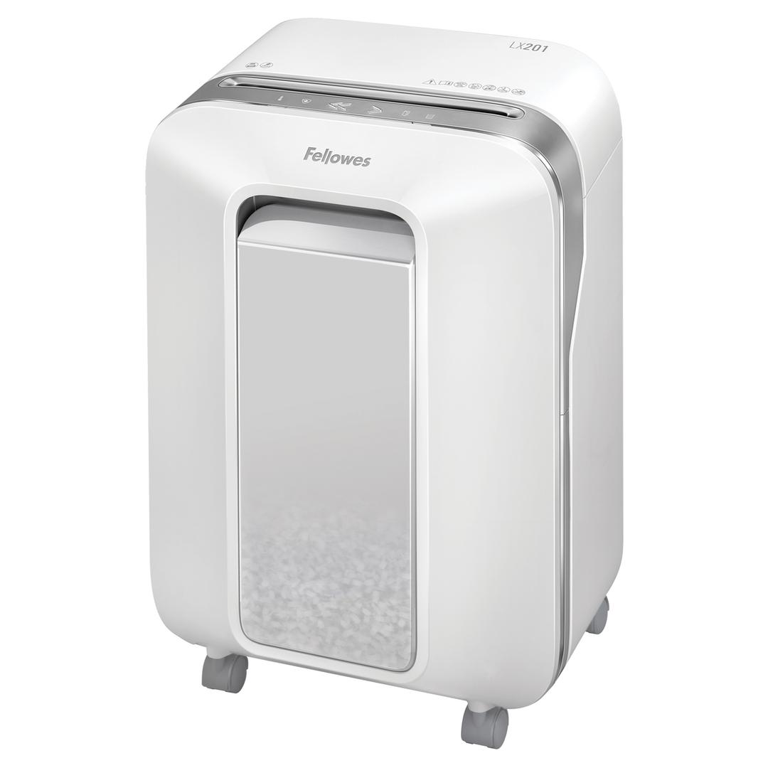 Destructeur de documents très confidentiels P5 Coupe croisée Powershred LX201 2 x 12 mm blanc FELLOWES — Base