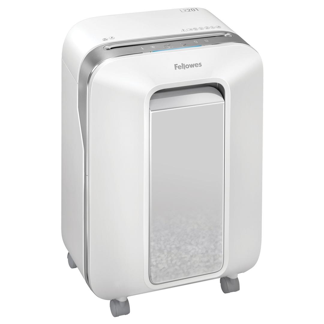 Destructeur de documents très confidentiels P5 Coupe croisée Powershred LX201 2 x 12 mm blanc FELLOWES — Vue de droite