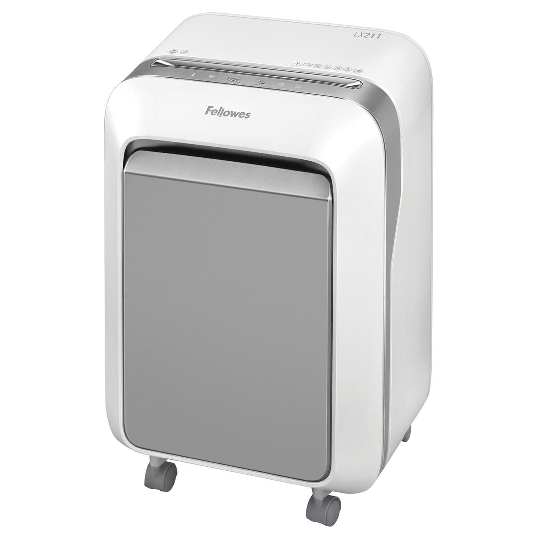 Destructeur de documents très confidentiels P5 Coupe croisée Powershred LX211 2 x 12 mm blanc FELLOWES — Base