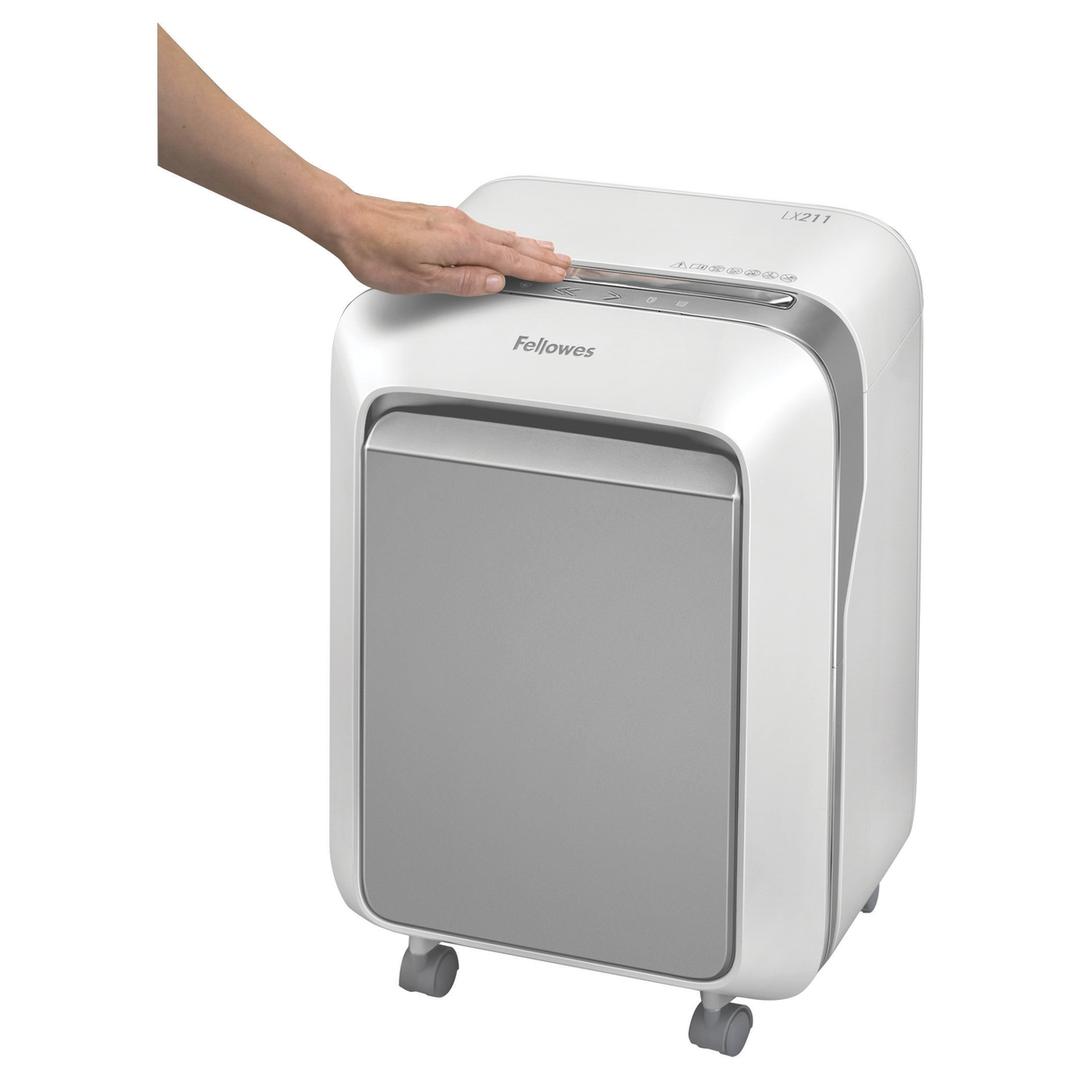 Destructeur de documents très confidentiels P5 Coupe croisée Powershred LX211 2 x 12 mm blanc FELLOWES — Safe sense