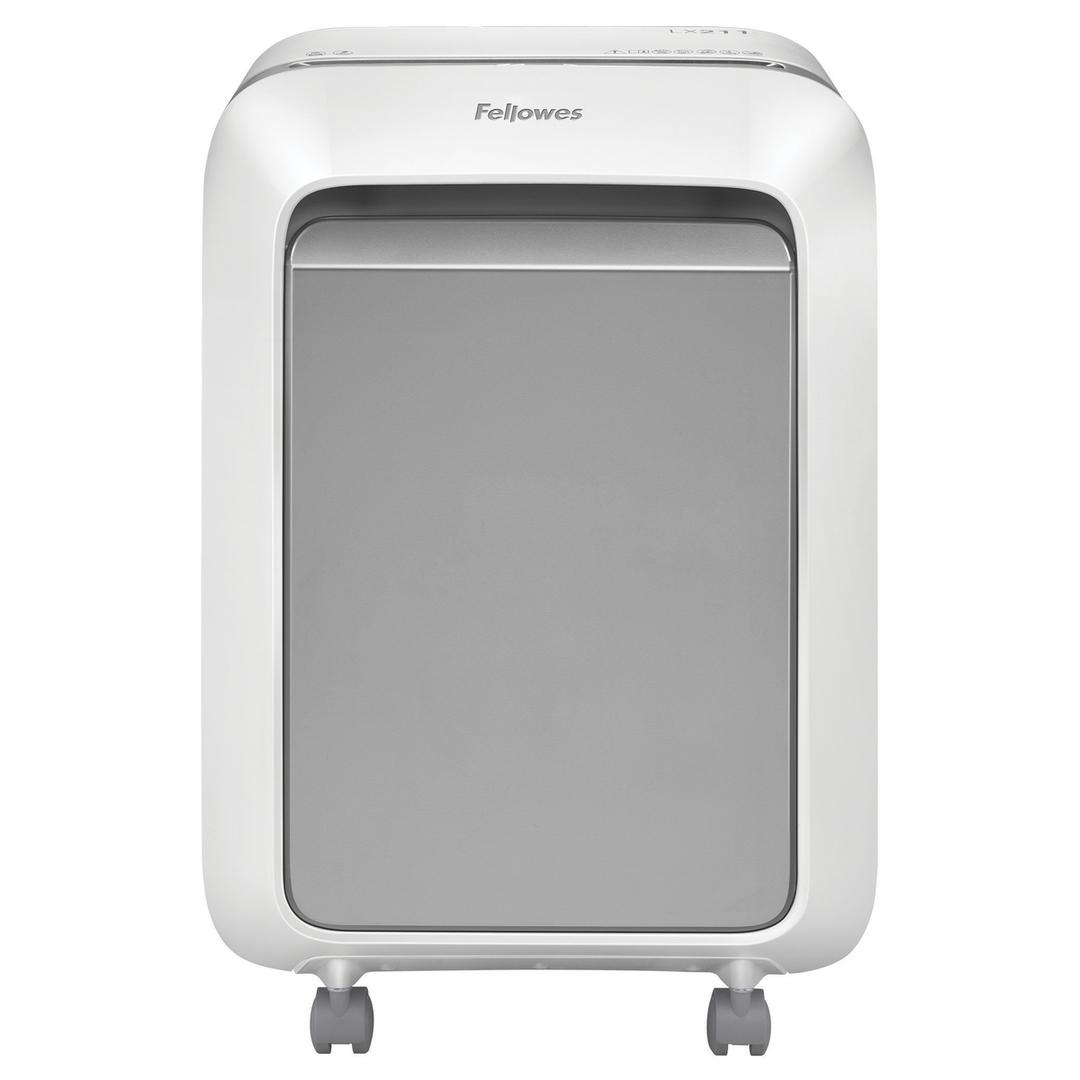 Destructeur de documents très confidentiels P5 Coupe croisée Powershred LX211 2 x 12 mm blanc FELLOWES — Vue de face