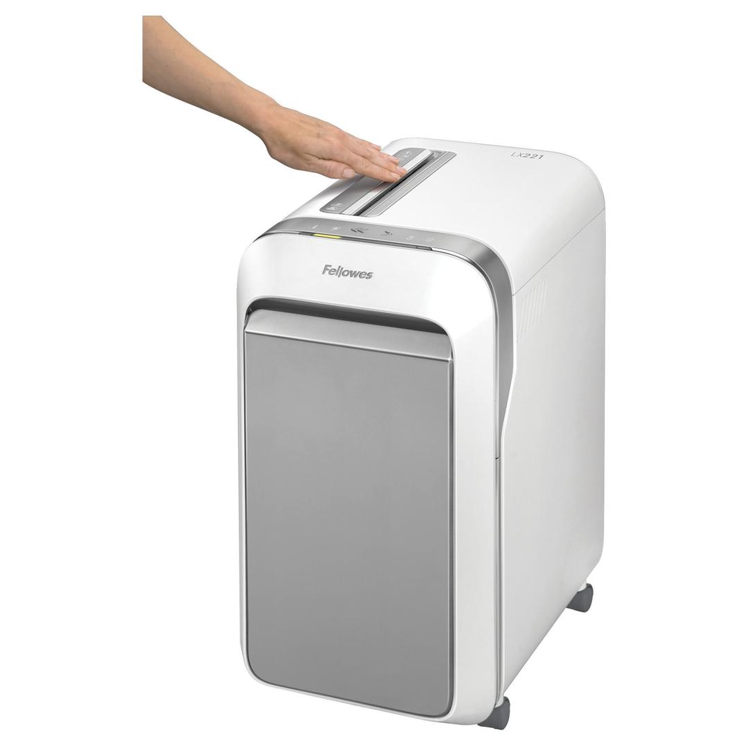 Destructeur de documents très confidentiels P5 Coupe croisée Powershred LX221 2 x 12 mm Blanc FELLOWES — Safe sense