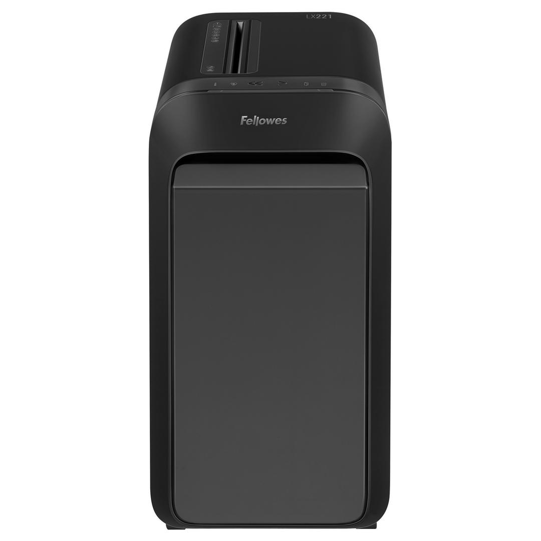 Destructeur de documents très confidentiels P5 Coupe croisée Powershred LX221 2 x 12 mm noir FELLOWES — Vue de face