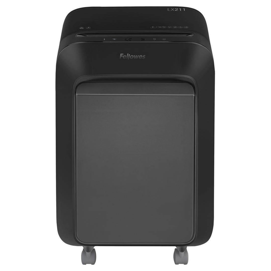 Destructeur de documents très confidentiels P5 Coupe croisée Powershred LX211 2 x 12 mm noir FELLOWES — Vue de face