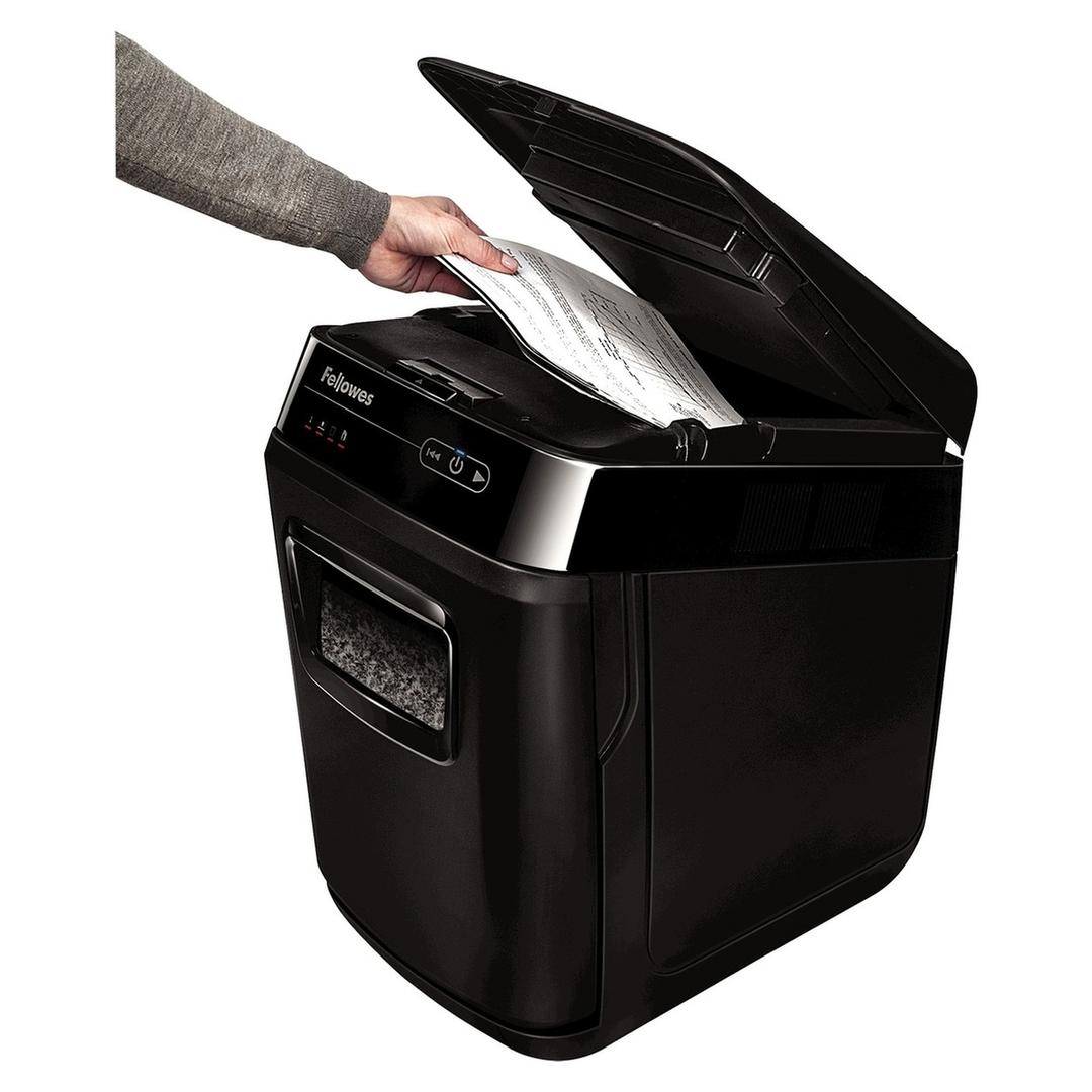 Destructeur de documents très confidentiels P5 Coupe croisée Insertion papier automatique AutoMax 200M 2 x 14 mm avec insertion papier automatique FELLOWES — Insertion papier