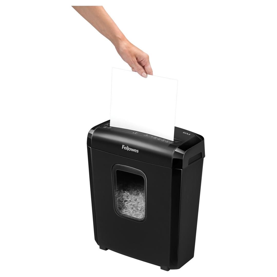 Destructeur de documents confidentiels P4 Coupe croisée Powershred 6M 4 x 12 mm FELLOWES — Insertion papier