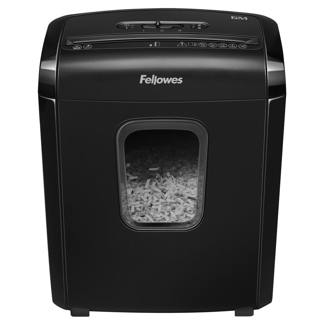 Destructeur de documents confidentiels P4 Coupe croisée Powershred 6M 4 x 12 mm FELLOWES — Vue de face