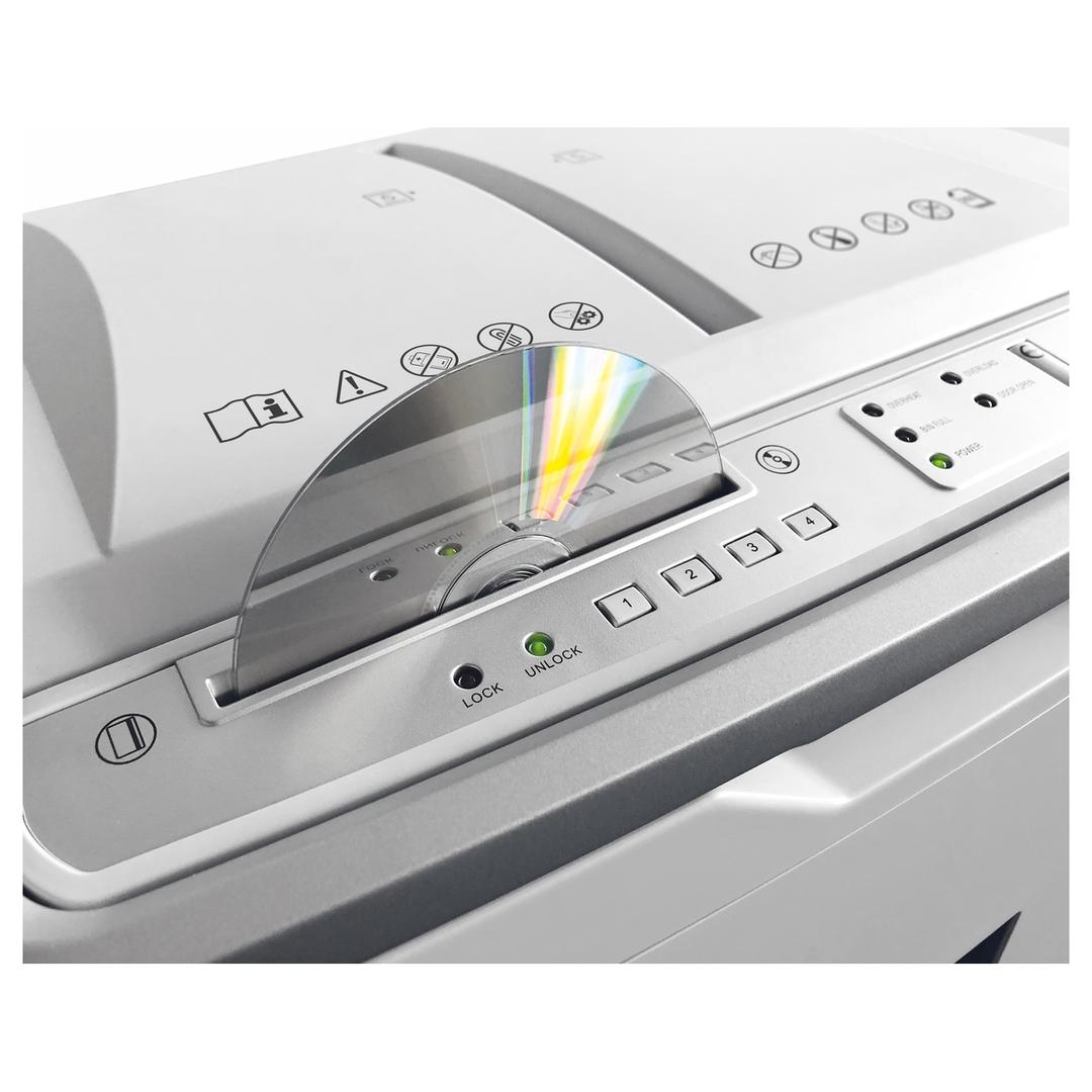 Destructeur de documents confidentiels P4 Coupe croisée Insertion papier automatique SHREDCAT 8285 AUTO-FEED C/C 4 x 10 mm avec insertion papier automatique IDEAL — Insertion cd
