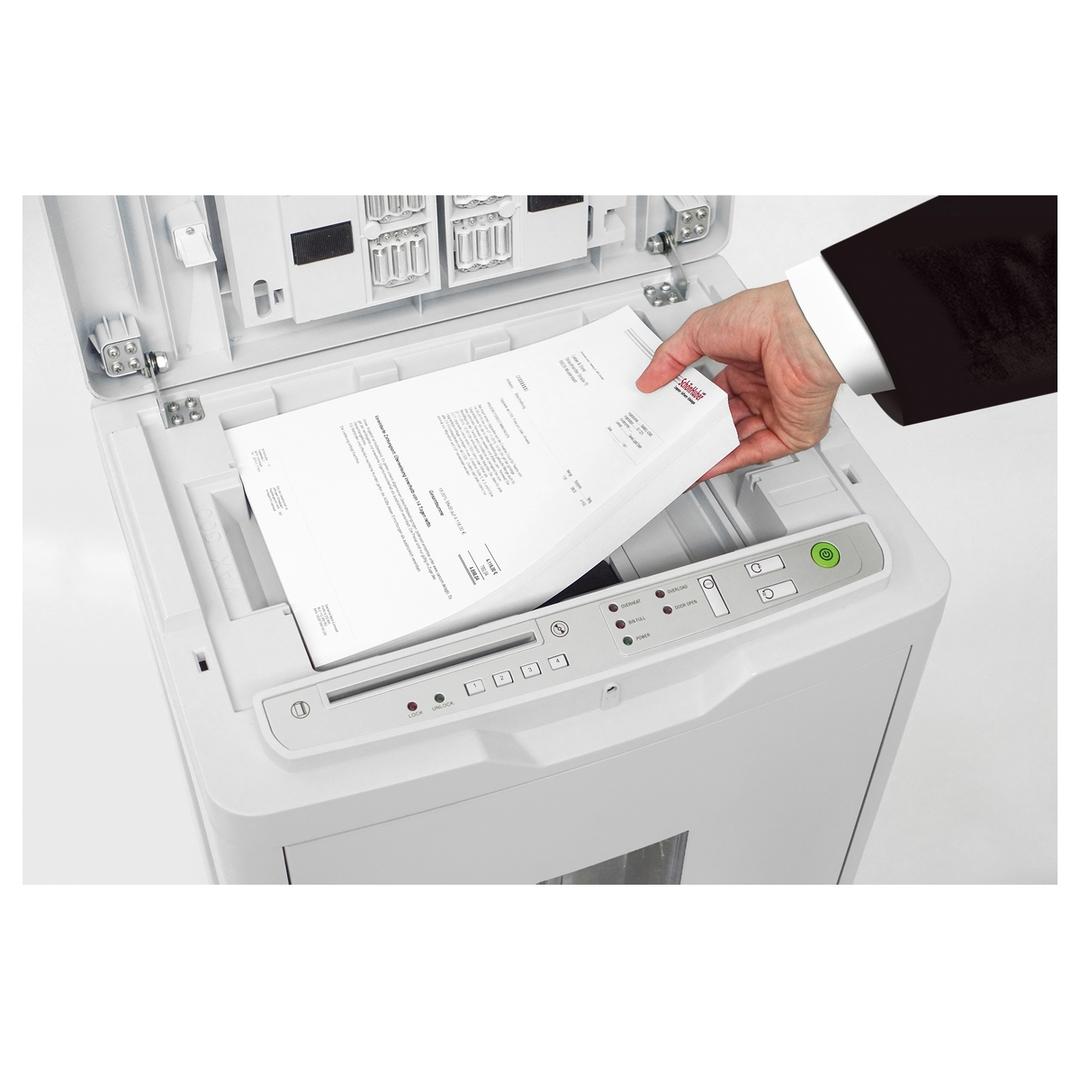 Destructeur de documents confidentiels P4 Coupe croisée Insertion papier automatique SHREDCAT 8285 AUTO-FEED C/C 4 x 10 mm avec insertion papier automatique IDEAL — Insertion papier automatique