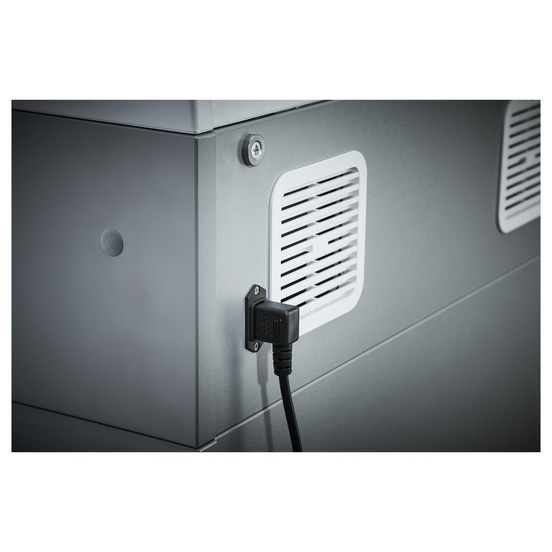 Destructeur de documents très confidentiels P5 Coupe croisée Professional 519 2 x 15 mm DAHLE — Vue de dos branché détails filtre