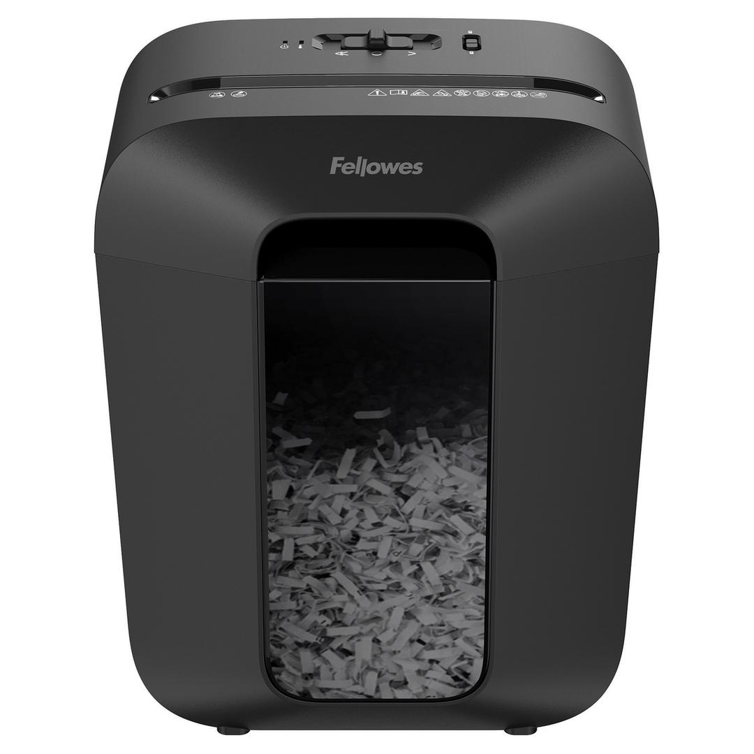 Destructeur de documents confidentiels P4 Coupe croisée Powershred LX45 4 x 37 mm FELLOWES — Fenêtre de visualisation du remplissage du bac - destructeur de papier fellowes