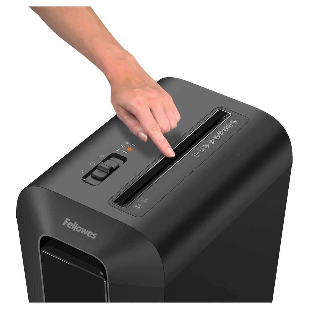 Destructeur de documents confidentiels P4 Coupe croisée Powershred LX65 4 x 40 mm FELLOWES — Safe sense du destructeur de document Fellowes