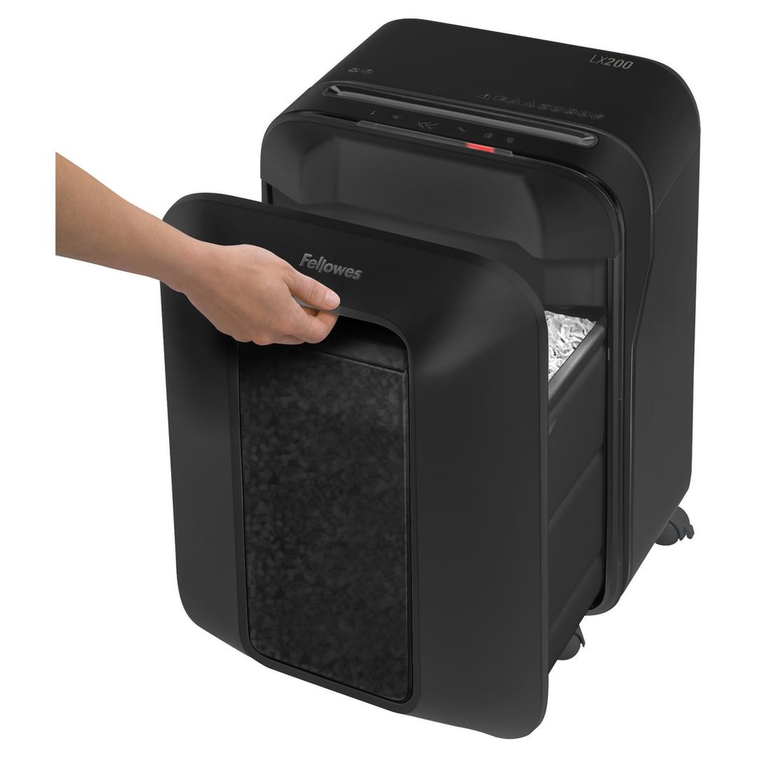Destructeur de documents confidentiels P4 Coupe croisée Powershred LX200 Mini-Cut 4 x 12 mm FELLOWES — Bac extractible