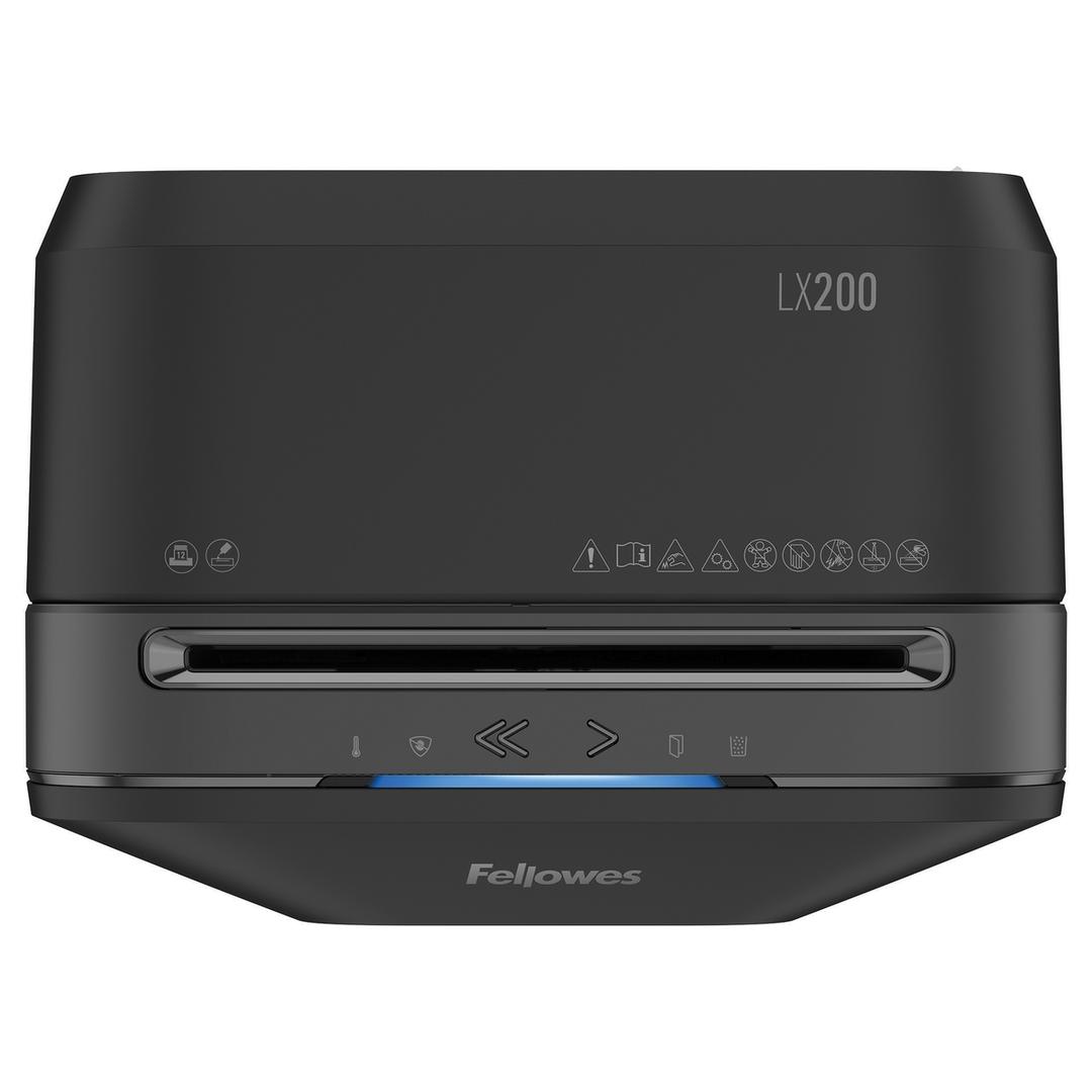 Destructeur de documents confidentiels P4 Coupe croisée Powershred LX200 Mini-Cut 4 x 12 mm FELLOWES — Vue de dessus
