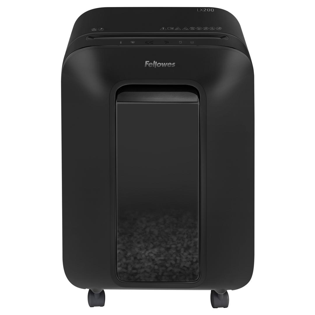 Destructeur de documents confidentiels P4 Coupe croisée Powershred LX200 Mini-Cut 4 x 12 mm FELLOWES — Vue de face