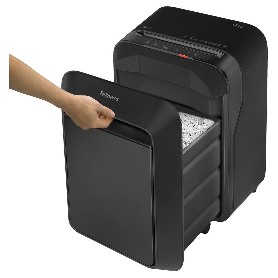 Destructeur de documents confidentiels P4 Coupe croisée Powershred LX210 Mini-Cut 4 x 12 mm FELLOWES — Bac extractible